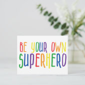自分のスーパーヒーローになれ、感動的引用文 ポストカード (スタンド正面)