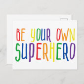 自分のスーパーヒーローになれ、感動的引用文 ポストカード (正面/裏面)