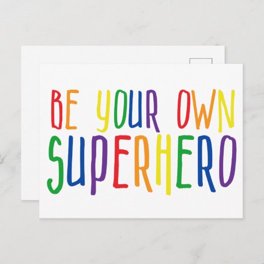 自分のスーパーヒーローになれ、感動的引用文 ポストカード (正面/裏面)