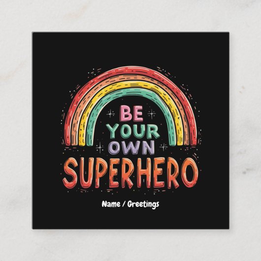 自分のスーパーヒーロー感動的になカラフルる スクエア名刺 (正面)