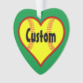自分のソフトボールのクリスマスオーナメントハートを作る オーナメント (正面)