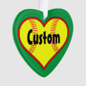 自分のソフトボールのクリスマスオーナメントハートを作る オーナメント (正面)