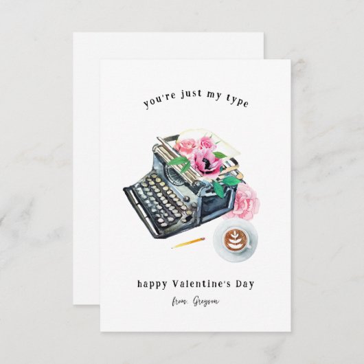 自分のタイプのみ |タイプライターのバレンタインデーカード ノートカード (正面/裏面)