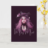 自分のダークパープルの魔女を作る カード (黄色い花)