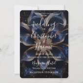 自分のダークブルーの宝石の花を作成 招待状 (正面)