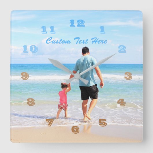自分のデザインフォト文字フォント名ザ最高のパパ スクエア壁時計 (正面)