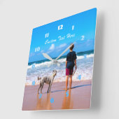 自分のデザインフォト文字フォント名愛するペット スクエア壁時計 (傾斜)