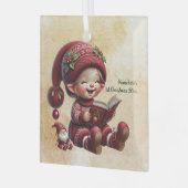 自分のハッピーストーリーヴィンテージクリスマス格言を作成 ガラスオーナメント (正面左)