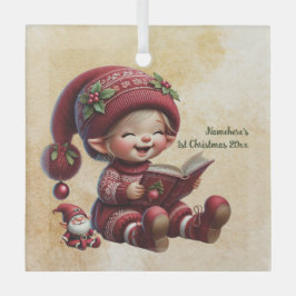 自分のハッピーストーリーヴィンテージクリスマス格言を作成 ガラスオーナメント