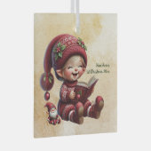 自分のハッピーストーリーヴィンテージクリスマス格言を作成 ガラスオーナメント (正面右)