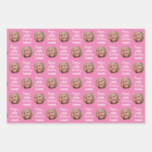 自分のハッピーバースデー家族の写真を作成 ラッピングペーパーシート (正面2)