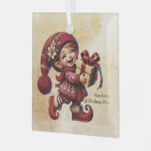 自分のハッピーヴィンテージのクリスマス格言を作成 ガラスオーナメント (正面左)