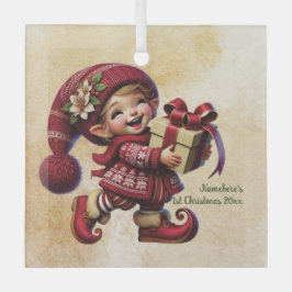 自分のハッピーヴィンテージのクリスマス格言を作成 ガラスオーナメント