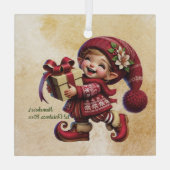 自分のハッピーヴィンテージのクリスマス格言を作成 ガラスオーナメント (裏面)