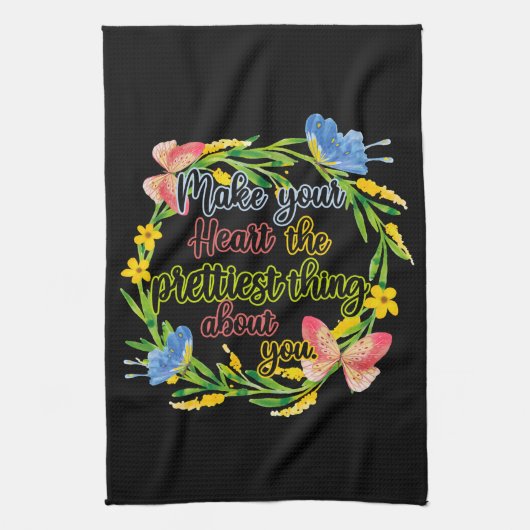 自分のハートかわいらしを大事にする キッチンタオル (縦)