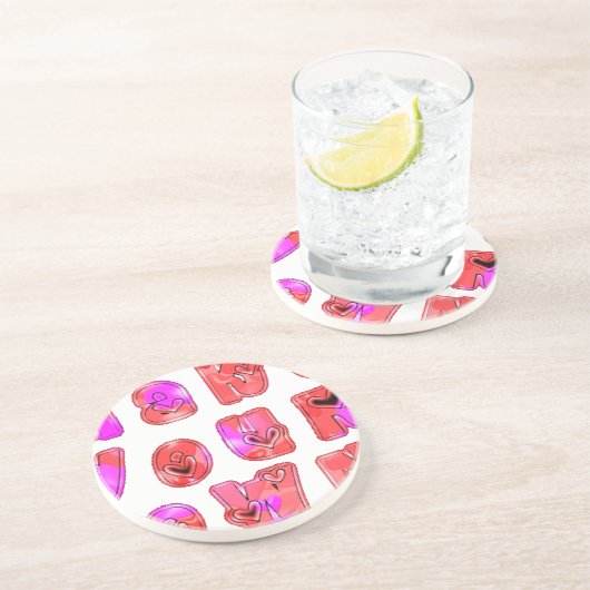 自分のハートを作るアートプリントデザイン コースター (側面)