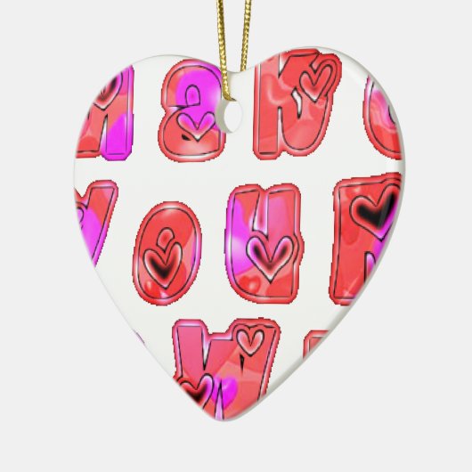 自分のハートを作るアートプリントデザイン セラミックオーナメント (左)