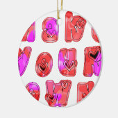 自分のハートを作るアートプリントデザイン セラミックオーナメント (左)