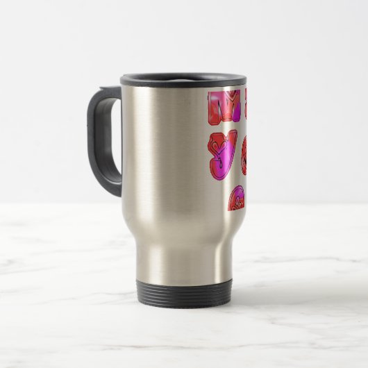 自分のハートを作るアートプリントデザイン トラベルマグ (正面左)