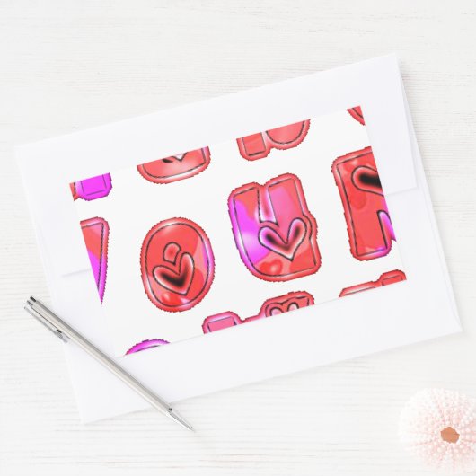 自分のハートを作るアートプリントデザイン 長方形シール (封筒)