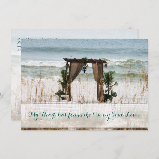 自分のハートビーチ先結婚招待状 招待状 (正面/裏面)