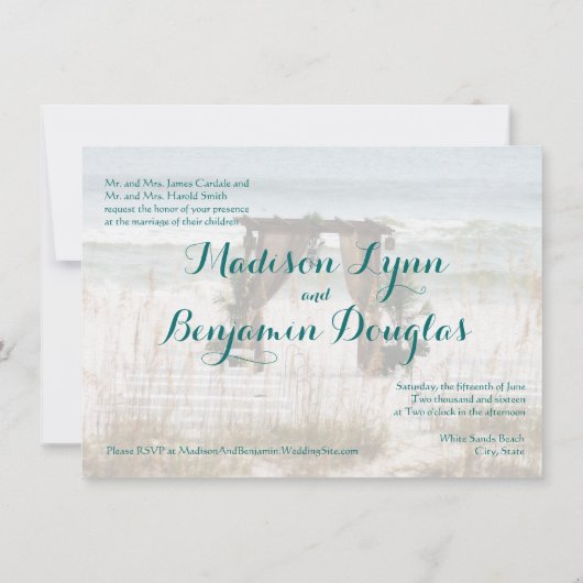 自分のハートビーチ先結婚招待状 招待状 (裏面)