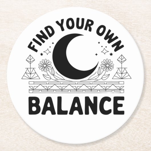 自分のバランスを見つける ラウンドペーパーコースター (正面)