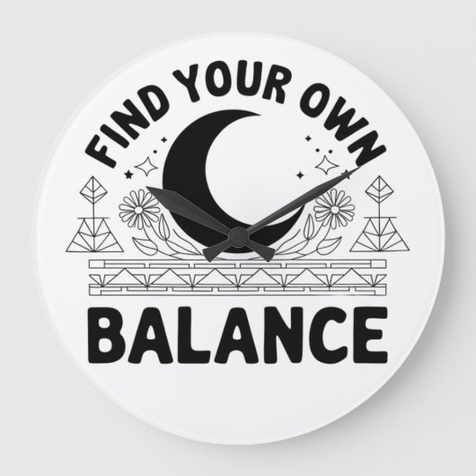 自分のバランスを見つける ラージ壁時計 (正面)