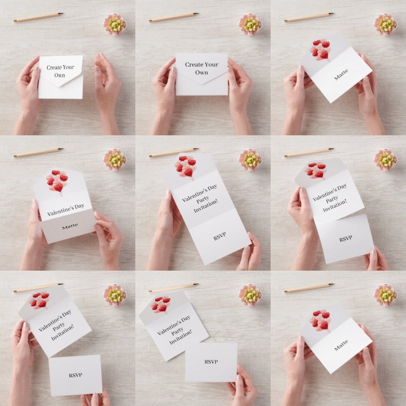 自分のバレンタインデーパーティーの作成RSVPホワイト オールインワン招待状