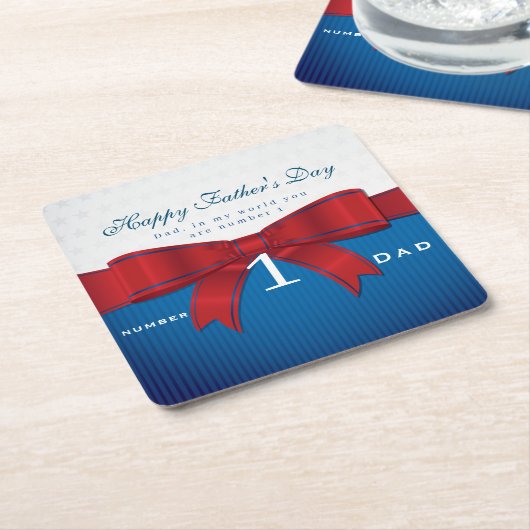 自分のパパで自分の世界のナンバーワンをパーソナライズ スクエアペーパーコースター (アングル)