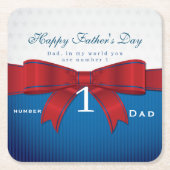 自分のパパで自分の世界のナンバーワンをパーソナライズ スクエアペーパーコースター (正面)