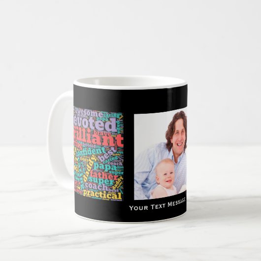自分のパパ写真パーソナライズされたを作成する コーヒーマグカップ (正面左)