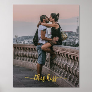 自分のパーソナライズされた写真と文字オンモダン 箔ポスター