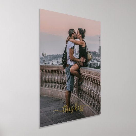 自分のパーソナライズされた写真と文字オンモダン 箔ポスター (レイダウン)