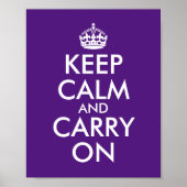自分のパープル王室のKeep Calm and Carry On ポスター (正面)