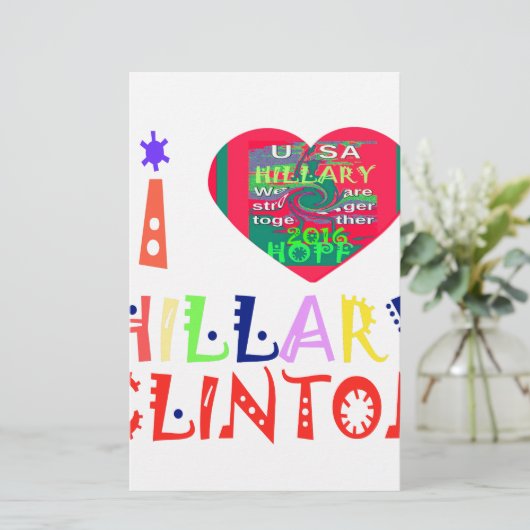 自分のヒラリー感動的ラブ引用文を作成 便箋 (スタンド正面)