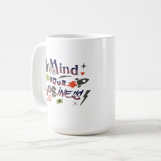 自分のビジネスことわざに注意おもしろいする コーヒーマグカップ (正面左)