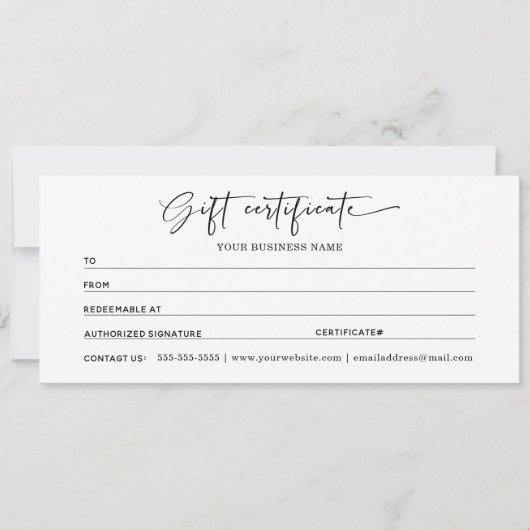 自分のビジネス用のギフト券 (正面)