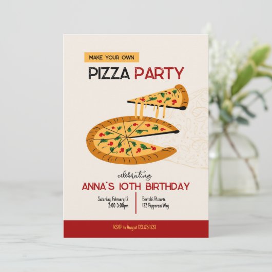 自分のピザ誕生日パーティーの招待状を作成する 招待状 (スタンド正面)