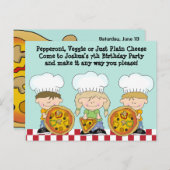 自分のピザ誕生日パーティー招待状を作成 インビテーションポストカード (正面/裏面)