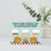 自分のピザ誕生日パーティー招待状を作成 インビテーションポストカード (スタンド正面)