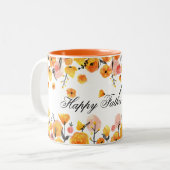 自分のピンクと黄色のフローラの父の日を作成 ツートーンマグカップ (正面左)