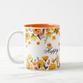 自分のピンクと黄色のフローラの父の日を作成 ツートーンマグカップ (左)