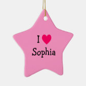 自分のピンクのハートを作成する女の子の写真 セラミックオーナメント (右)