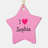 自分のピンクのハートを作成する女の子の写真 セラミックオーナメント (左)