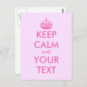 自分のピンクの静かな保文字のポストカードを作る ポストカード (正面/裏面)