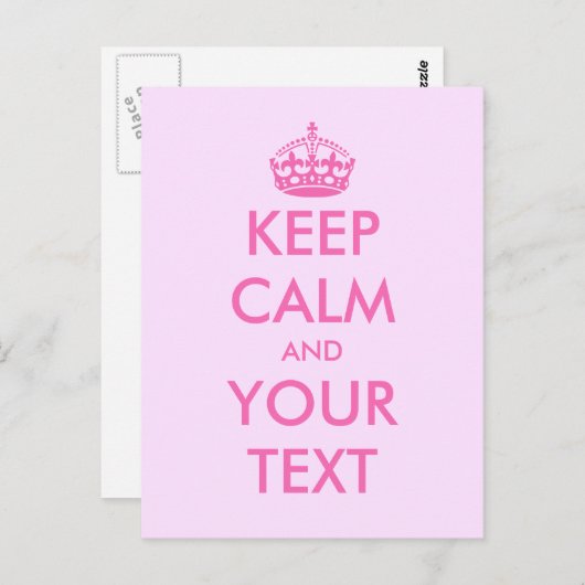 自分のピンクの静かな保文字のポストカードを作る ポストカード (正面/裏面)