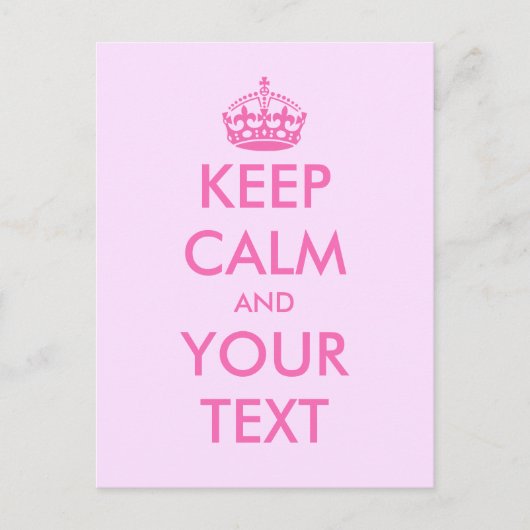 自分のピンクの静かな保文字のポストカードを作る ポストカード (正面)