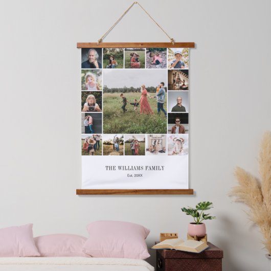 自分のファミリーカスタムを追加する17フォトコラージュ 吊り下げ型タペストリー (寝室)