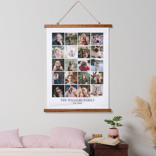 自分のファミリーカスタム20フォトコラージュの追加 吊り下げ型タペストリー (寝室)